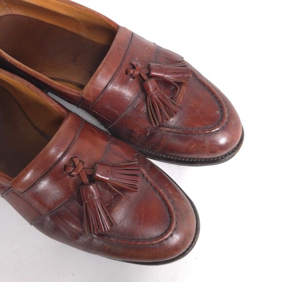 Allen Edmonds Men’s 9.5 D Newport Brown LEATHER Tassel Loafer Shoes USA MADE main image 7